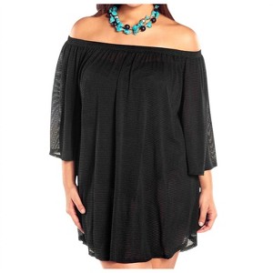 Women's Plus Size Off the Shoulder Cover Up Tunic - Always for Me - 1 of 3
