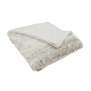 50"x60" Soft Serenity Faux Fur Throw Blanket Natural - Saro Lifestyle - 1 of 4