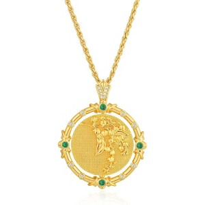 14K Gold Birth Flower Necklace - Rotating Birthstone Pendant, Personalized Birthday/Mother's Day Jewelry Gift (12 Months) - 1 of 4