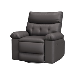Manual Recliner Chair,360 Degree Swivel Single Sofa,Pu Leather Cozy Lounge Chair,Wide Single Recliner Chair with Side Pocket for Nursery,Bedroom - 1 of 4