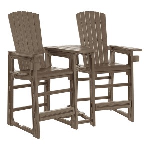 WestinTrends Azura Outdoor Tall Adirondack Chairs With Connecting Table Tray (Set of 2), White - 1 of 4