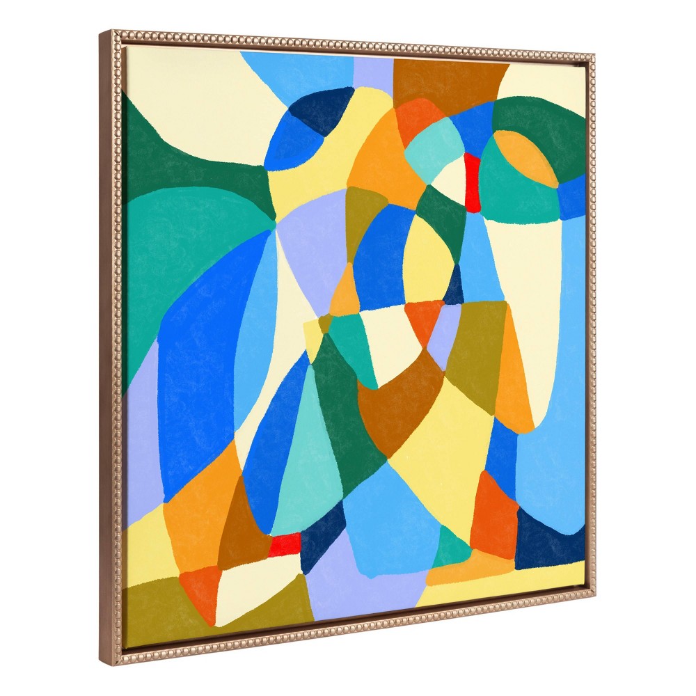 Photos - Other Decoration 30"x30" Sylvie Beaded TR Begonia Po Framed Canvas by Teresa Rego Gold: Modern Wall Art, Kate & Laurel Decor