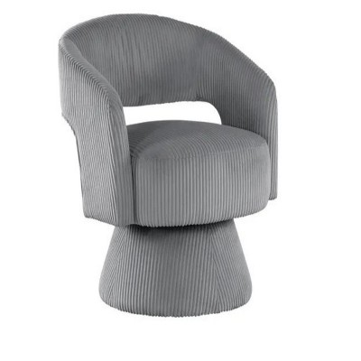 Modern Luxurious Swivel Accent Chair Dark Gray Soft