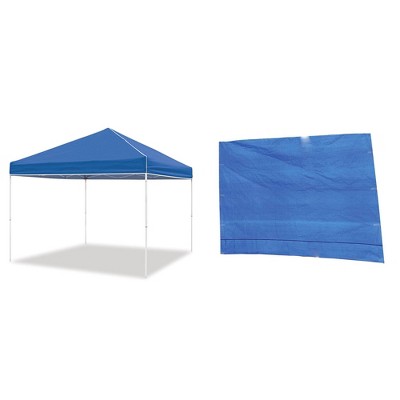 Z-Shade 10 x 10 Foot Everest Instant Outdoor Canopy Camping Patio Shelter, Blue, & Z-Shade 10 Ft Angled Leg Canopy Tent Taffeta Attachment, Blue