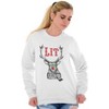 Funny Christmas Hipster Reindeer Lit Sweatshirt for Men or Women Brisco Brands - 4 of 4