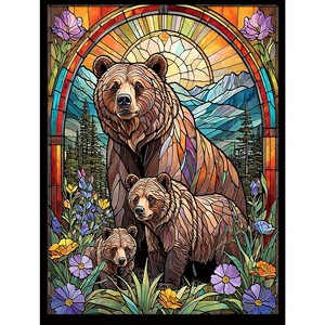 Sunsout Griz Family Stained Glass Bears 500 pc   Jigsaw Puzzle 71801 - 1 of 4