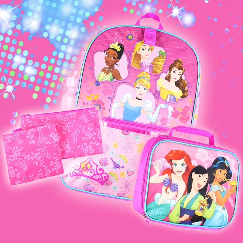 Disney Princess 16 inch Backpack for Girls 5 Piece School Lunch Box Set Multicoloured, 5 of 6
