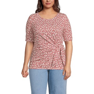 Lands' End Women's Lightweight Jersey Tie Front Top - 1 of 3