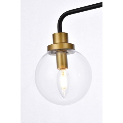 Hanson 4-Light Black and Brass Wall Sconce with Clear Glass Shade
