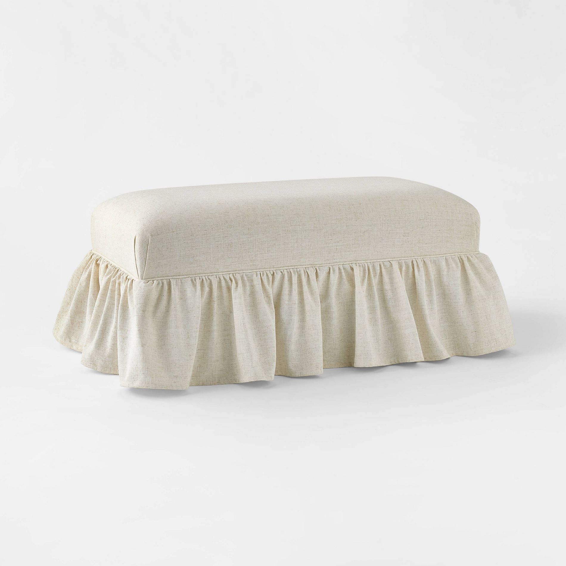 Ruffle Skirt Bench Cream Flecked Linen - Threshold™ designed with Studio McGee