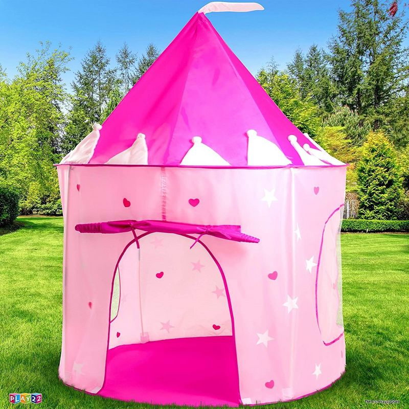 Play Tent Princess Pink Castle Glowing in the Dark Stars - Portable Kids Play Tent Fordable Into a Carrying Bag for Outdoor and Indoor Use - Play22usa, 3 of 14