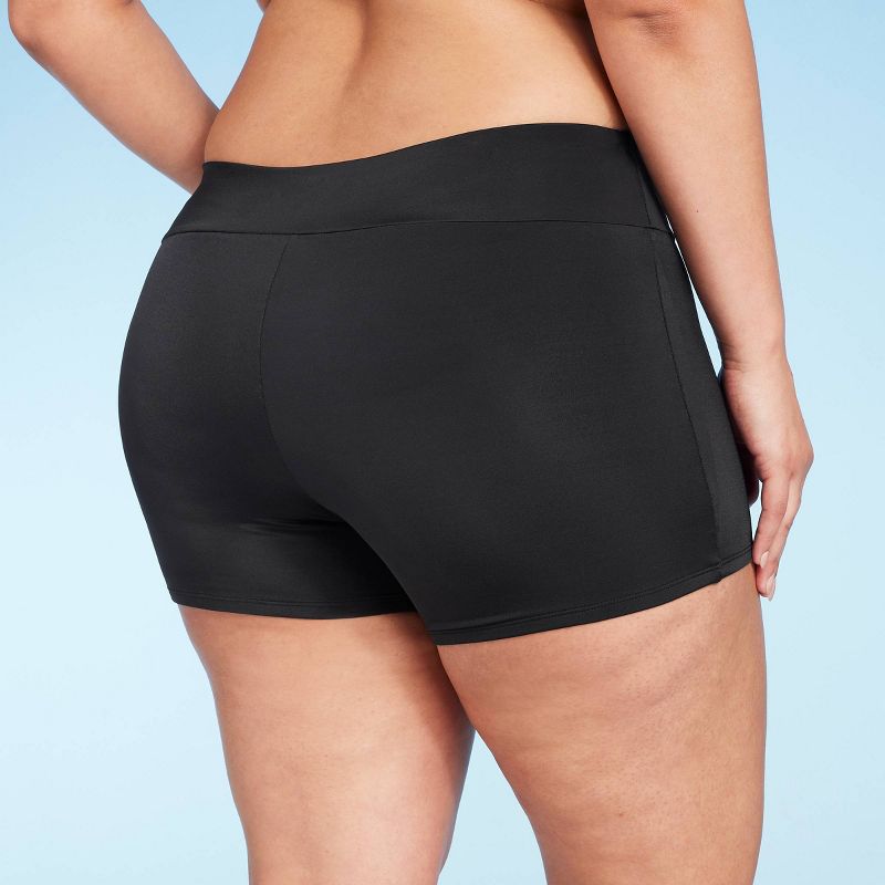 Women's Mid-Rise Shortie Bikini Bottom - Shade & Shore™ Black, 6 of 7