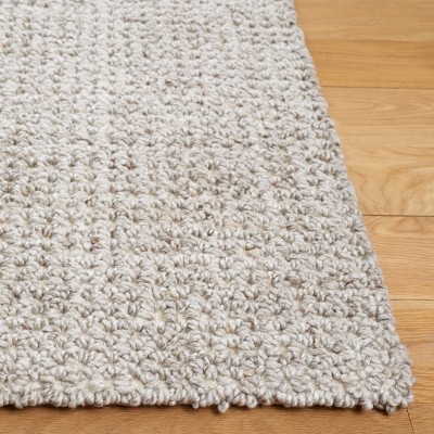 Light Brown and Gray Wool Tufted Square Rug, 6' x 6'