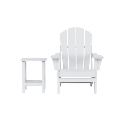WestinTrends Malibu HDPE Outdoor Patio Folding Poly Adirondack Chair with Side Table (2-Piece Set)