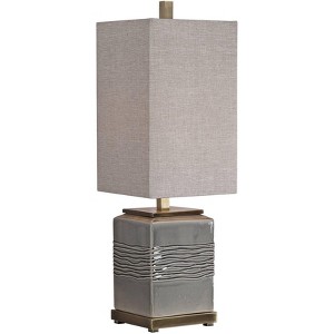 Uttermost Country Cottage Table Lamp 31 3/4" Tall Warm Gray Glaze Beige Linen Rectangular Shade Living Room Bedroom House Bedside - 1 of 1