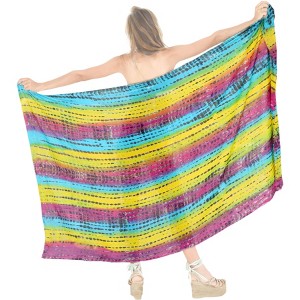 LA LEELA Women's Bikini Sarong Swimwear Cover up Skirt Bathing suit Summer Wraps Swimsuit Beach Wrap for Women One Size Yellow, Tie Dye Design - 1 of 4