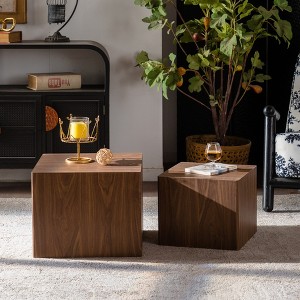 GDFStudio Sable Modern Wooden Square Coffee Tables with Nesting Imitation (Set of 2) - 1 of 4