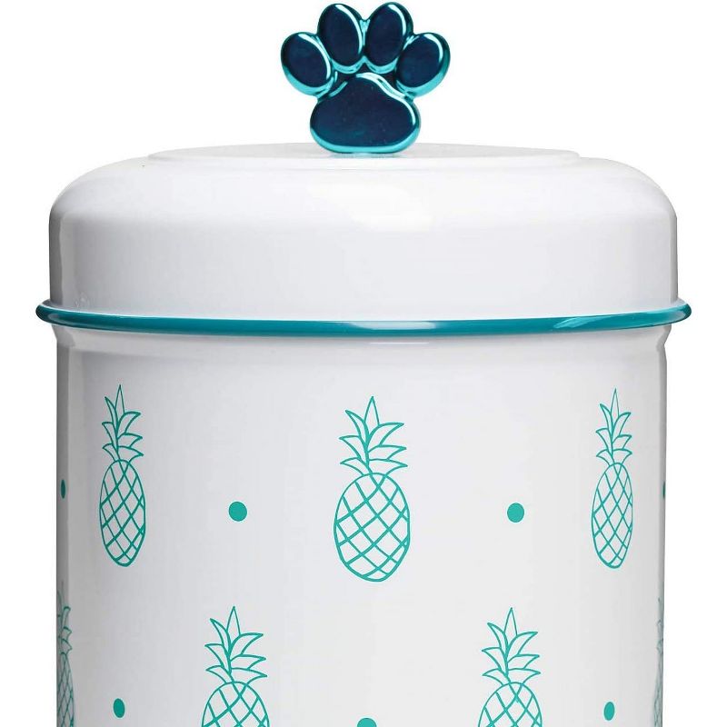 Amici Pet Pineapple White/Green Metal Treats Canisters, 2 Size Set, Pet Food Storage Containers,64 & 140 oz., 4 of 6