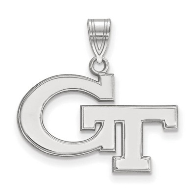 Black Bow Jewelry 10k White Gold Georgia Tech Yellow Jackets NCAA Medium Pendant
