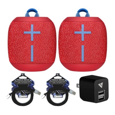 2 Ultimate Ears WONDERBOOM 2 Bluetooth Speakers with 2 Cables and AC Adapter