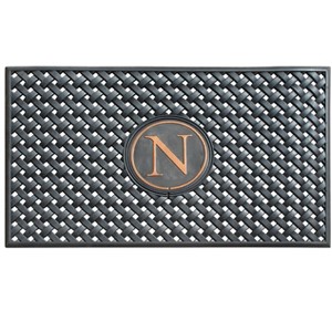 A1HC Natural Rubber Large Monogrammed Door Mat 24" x 39" Scrapes Shoes Clean of Dirt & Grime Doormat - 1 of 4