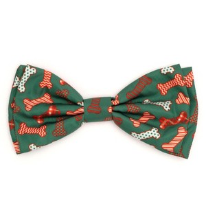 The Worthy Dog Holiday Festive Bones Bow Tie - Adjustable Pet Collar Accessory - 1 of 4