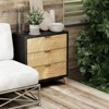 JIONJOY 3-Drawer Farmhouse Nightstand - Fully Assembled Black Dresser with Wood Ring Motif, Solid Wood & MDF - 3 of 4