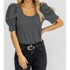 Women's U-NECK PLEATED PUFF TOP - 2.7 AUGUST APPAREL - 2 of 4
