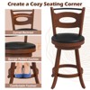 Tangkula Set of 4 360° Swivel Bar Stools Dining Chairs Rubber Wood Leather Padded Seat Brown & Black - 2 of 4