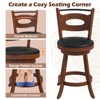 Tangkula Set of 4 360° Swivel Bar Stools Dining Chairs Rubber Wood Leather Padded Seat Brown & Black - image 2 of 4