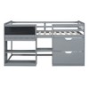 PAGED Simple Wooden Low Loft Bed Bunk Bed with Rolling Desk, Twin Size Bed Frame with Shelves, Drawers and Guardrail for Kids, Teens - 3 of 4