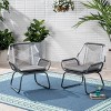 GDFStudio Aiden Outdoor Wicker and Steel Club Chairs with Cushion (Set of 2), Gray and White - 2 of 4