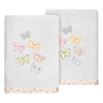 Linum Home Textiles 100% Turkish Cotton MARIPOSA Embellished Towel Set