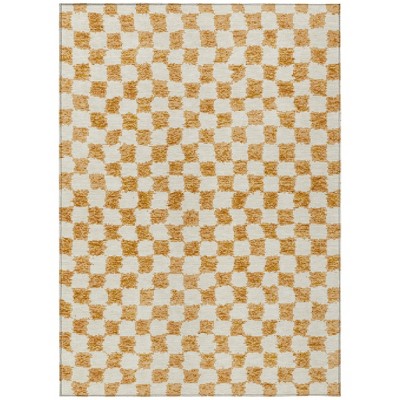 HomeRoots 5' X 8' Orange And Ivory Geometric Washable Indoor Outdoor Area Rug