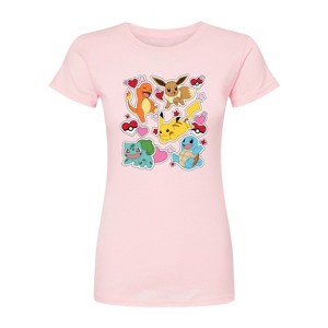 Women's - Pokémon - Valentine's Day Heart Sticker Fitted Graphic T-Shirt - 1 of 1