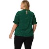 Women's Plus Size Glitter Pleated Keyhole Back Star Print Puff Sleeve Blouses - Agnes Orinda - 4 of 4