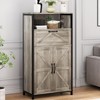 Farmhouse Storage Cabinet, Floor Cabinet with Barn Doors and Drawer, Wood Kitchen Cabinet with Metal Frame - 3 of 4