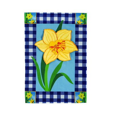 Buffalo Check Daffodils House Applique Flag