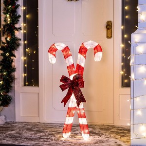JOIEDOMI Christmas 33.6" Candy Canes Yard Light Christmas Event Christmas Eve Night Décor  Pre-Lit LED - 1 of 4