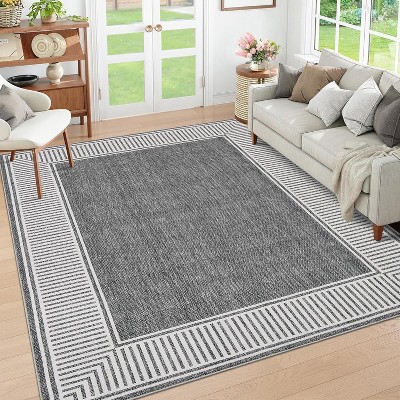 Modern Striped Area Rugs Washable Soft Rug for Living Room Thin Low Pile Non Slip Stain Resistant Carpet for Bedroom Office Farmhouse