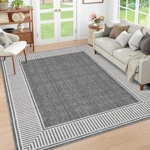 Modern Striped Area Rugs Washable Soft Rug for Living Room Thin Low Pile Non Slip Stain Resistant Carpet for Bedroom Office Farmhouse - 1 of 4
