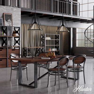 Large Black Iron Pendant with Mercury Glass Shade