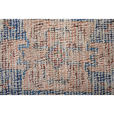 Caldwell Distressed Ivory Blue Red Wool Area Rug