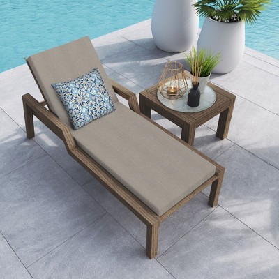 Heathered Solid Taupe Outdoor Chaise Lounge Cushion