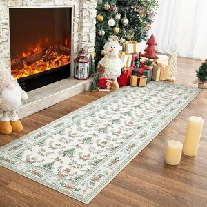 Christmas Area Rugs for Living Room Bedroom Xmas Tree Festival Winter Decorations Rugs Soft Foldable Accent Rug - 1 of 4