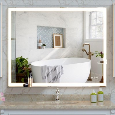 LED Bathroom Vanity Mirror Wall Mounted Adjustable White/Warm/Natural Lights Anti-Fog Touch Switch