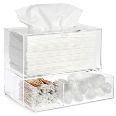 Juvale Acrylic Tissue Dispenser Box with Pull Out Drawer for Bathroom, 9.3 x 7 x 5 In