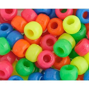 John Bead 1000pcs 9mm Plastic Crow Beads Opaque Neon Multi-Colored Pony Bead - 1 of 3
