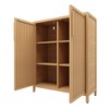 KTMBDW Bathroom Cabinet Freestanding, Bamboo Storage Cabinet 3-Tier Floor Cupboard with Door and Shelf for Bathroom, Kitchen, Hallway, Natural - 3 of 4