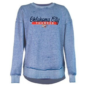 NBA Oklahoma City Thunder Women's Burnout Crew Neck Fleece Sweatshirt - 1 of 4